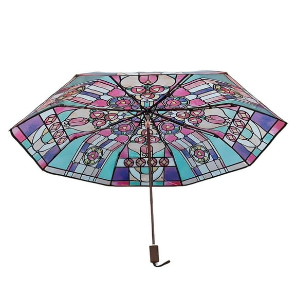 Stained Glass Umbrella, Retro Window Flower Pattern Umbrella, Vintage Parasol Umbrella, Totes Umbrellas Rain Umbrella for Women Girl