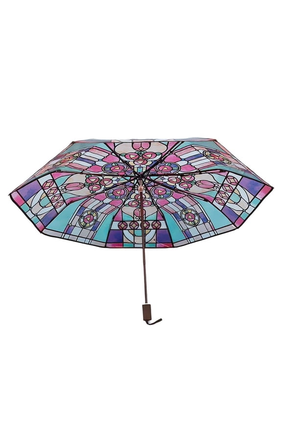 Stained Glass Umbrella, Retro Window Flower Pattern Umbrella, Vintage Parasol Umbrella, Totes Umbrellas Rain Umbrella for Women Girl