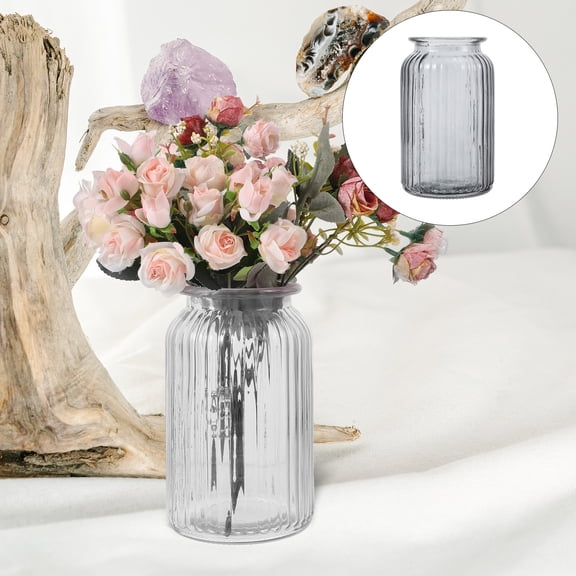 NIAIZEK Modern Grey Glass Vase for Home Decoration, Simple Style Floral Arrangement, Elegant Living Room Ornament