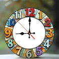thumbnail image 1 of Stained Glass Wall Clock Decorative Timepiece Round 10-Inch Silent Wooden Wall Clock, Battery Operated (AA Batteries Not Included), Artistic Home Decor, 1 of 7