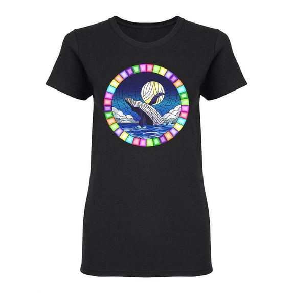 Stained Glass Whales Shaped T-Shirt Women -Image by Shutterstock, Female Medium