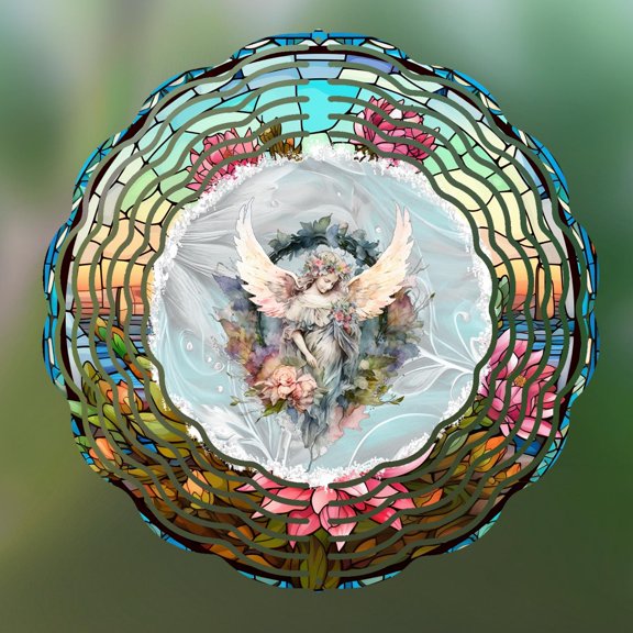 Stained Glass Wind Spinner 10 Inch Metal Double-Sided Rotating Wind Spinner - Stained Glass Style for Garden Outdoor Decor, Patio Yard Art, Durable Aluminum, Rotating