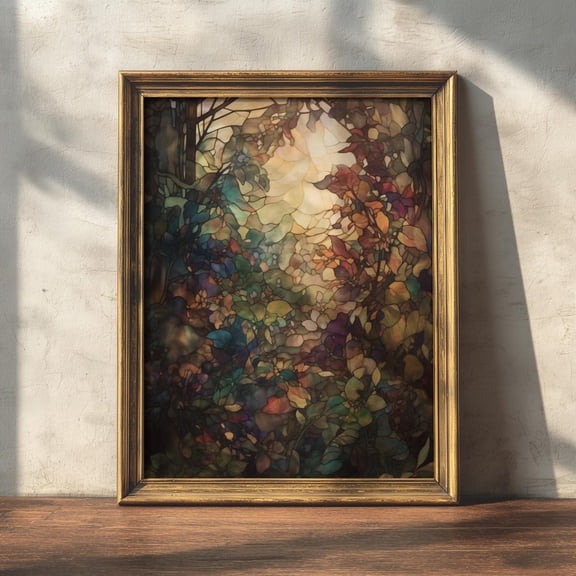 Stained Glass Window, Cottagecore Wall Art, Unframed Paper Poster 8x10in