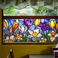thumbnail image 1 of Stained Glass Window Film, Flower Static Cling Window Privacy Film Decorative UV Sun Blocking Non-Adhesive Glass Window Covering for Home Bathroom, 1 of 9