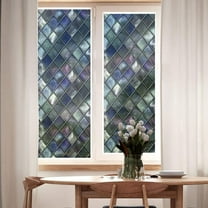 Stained Glass Window Film Gothic, Decorative Window Stickers, Static Window Clings Decorative Window Front Door Glass Film for Home Office 22.8 * 47.2inch