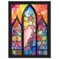 thumbnail image 1 of Stained Glass Window Folk Art Abstract Artwork Framed Wall Art Print A4, 1 of 4