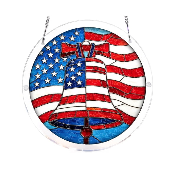 Stained Glass Window Hanging, 8 Inch American Flag Stained Glass Suncatcher, Patriotic Home Decor, Window Decor, USA Flag Gift Ideas, Patriotic Themed Gifts, Gifts for Women and Men