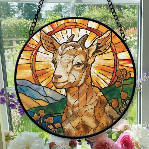 Stained Glass Window Hanging Baby Goat - Stained Glass Window Hanging ...