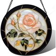 thumbnail image 1 of Stained Glass Window Hanging - Black White Pink Rose Sun Catcher for Door Home Decor Flower Suncatcher Christmas Mother's Day Birthday Gifts for Women Men Lovers Mom Nana, 1 of 6