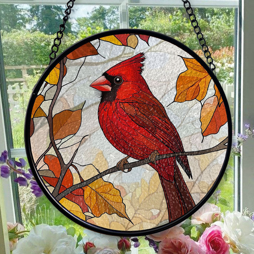 Stained Glass Window Hanging Cardinal - Stained Glass Window Hanging ...