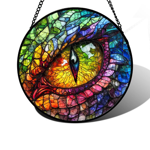 Stained Glass Window Hanging, Colored Four Seasons Eyes Suncatcher for Doors Home Sun Catchers Decoration and Christmas, Mother's Day Birthday Gifts for Women, Men, and Mom