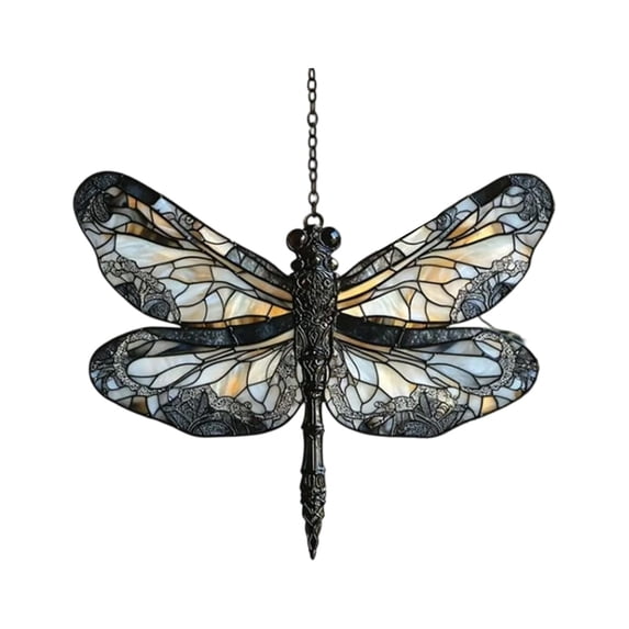 Stained Glass Window Hanging Dragonfly Stained Glass Suncatcher Hanging Wall Art Home and Garden Decor Housewarming Gift 1 Count Clear