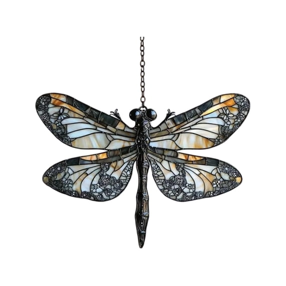 Stained Glass Window Hanging Dragonfly Stained Glass Suncatcher for Home and Garden Wall Art Housewarming Decor 1 Count Clear