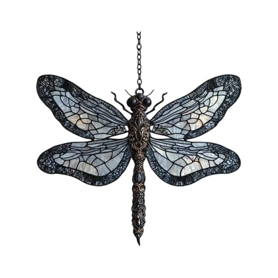 Stained Glass Window Hanging Dragonfly Suncatcher for Home Wall Art Outdoor Garden Decor Housewarming Gift 1 Count Clear