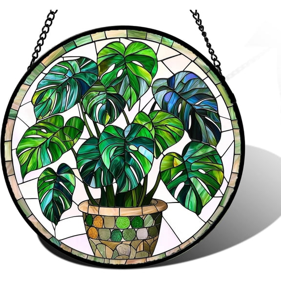 Stained Glass Window Hanging, Grapes and Wine Suncatcher Diamond Glass Panel Hangings Sun Catchers Decor for Birthday for Women, Men, Wife, Aunt, and Mom