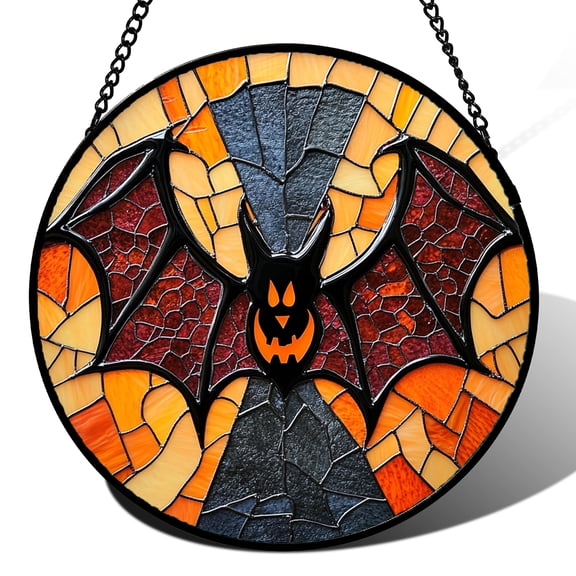 Stained Glass Window Hanging Halloween Horror Bat Monster - Suncatcher Door Garden Kitchen Sun Catcher Home Gothic Decor Birthday for Mom Men Woman Friend Grandma