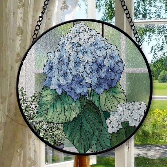 Stained Glass Window Hanging Hydrangeas Flowers, Valentine’s Day Decor, Festival Gift Ornament, Christmas Ornament Gift, Mother’s Day Keepsake, Keepsake 2025