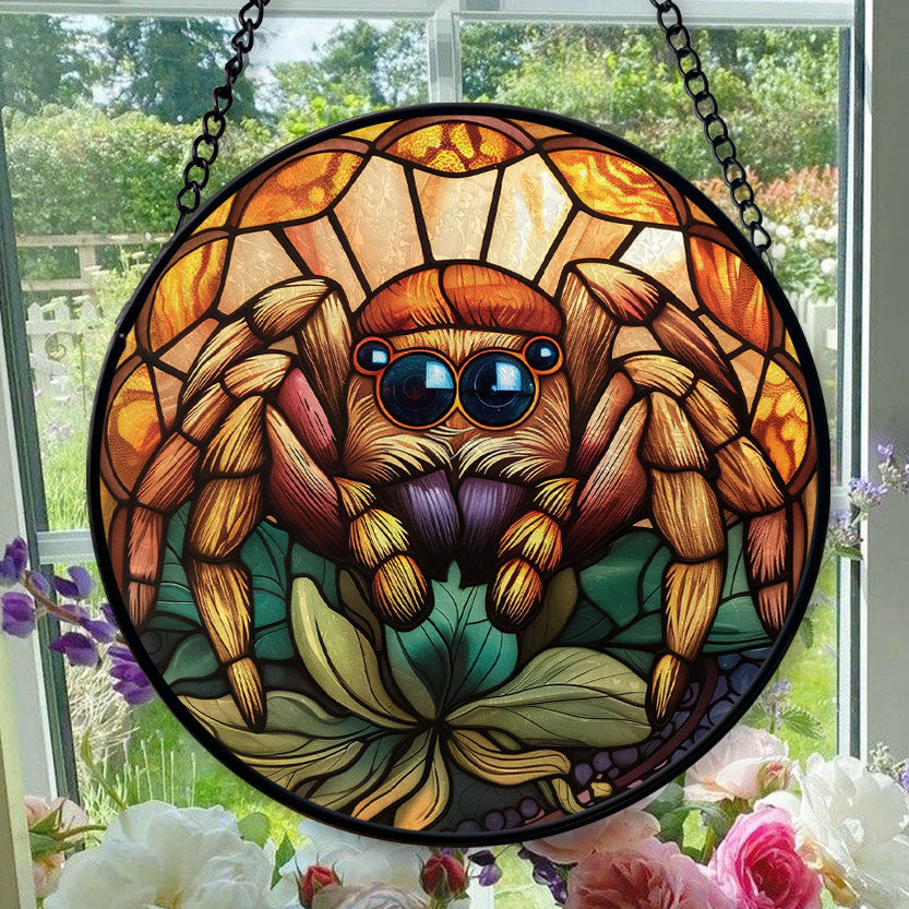 Stained Glass Window Hanging Jumping Spider - Stained Glass Window Hanging Jumping Spider, Festival Gift Ornament, Home Wall & Window Art, Brightens Any Space with Light
