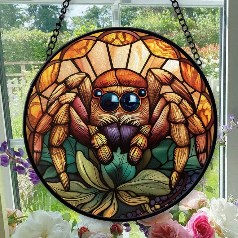 Stained Glass Window Hanging Jumping Spider - Stained Glass Window