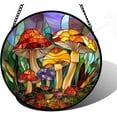 thumbnail image 1 of Stained Glass Window Hanging, Jungle Mushrooms Sun Catchers Diamond Glass Panel Hangings Plant Suncatcher Decor for Birthday for Women,Men, Wife, Aunt,and Mom, 1 of 6