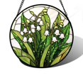thumbnail image 1 of Stained Glass Window Hanging, Lily of The Valley Flower Sun Catchers Colorful Glass Panel Green Plants Suncatcher Decor for Birthday for Women,Men,Wife, Lovers, and Mom, 1 of 5