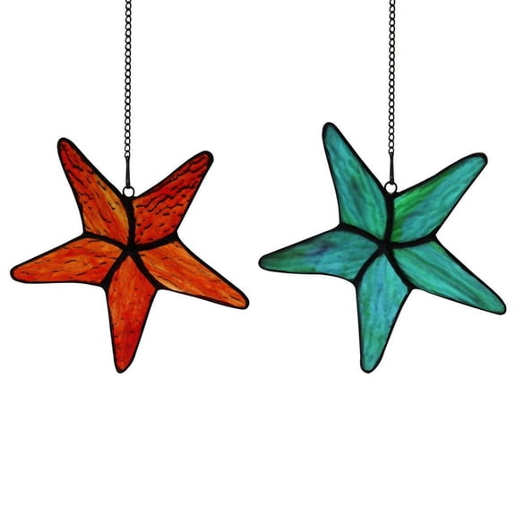 Stained Glass Window Hanging Starfish Decor, Star Fish for Window,Wall Decor, Shells and Sea Star
