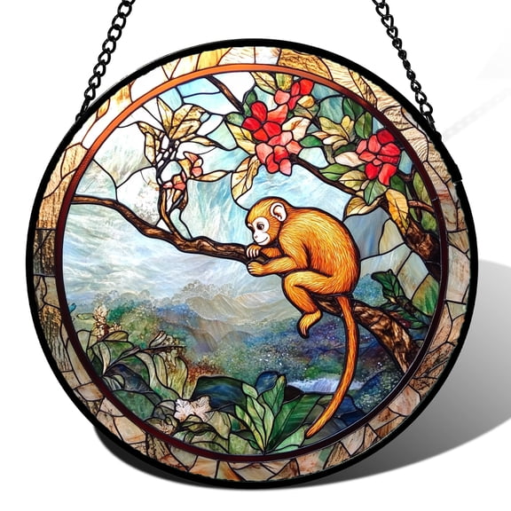 Stained Glass Window Hanging Strong Boxing Black Gorilla - Suncatcher Door Garden Sunroom Sun Catcher Home Decor Birthday Christmas for Mom Men Woman Nana