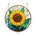 thumbnail image 1 of Stained Glass Window Hanging, Sunflower Pattern, 5.9 Inch Round 1 Piece Hanging Ornament, Decorative Sun Catcher for Home Window Wall Garden Decor for Nature Art Lovers, 1 of 7