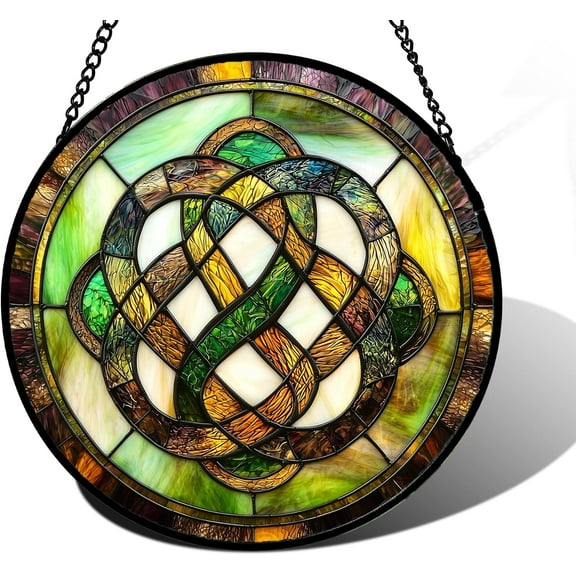 Stained Glass Window Hanging, Tiffany Abstract Totem Sun Catchers Colorful Glass Panel Bless Suncatcher Decor for Birthday for Women, Men, Wife, Aunt, and Mom