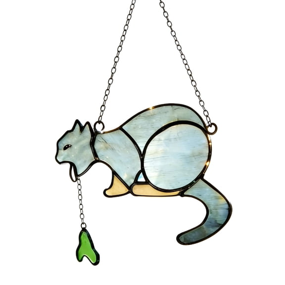 Stained Glass Window Hanging Vomit Suncatchers 2D Acrylic Window Panel with Rope for Garden Yard Ornament