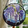 thumbnail image 1 of Stained Glass Window Hanging, Wisteria Flower Sun Catcher for Door Home Decor Purple and Blue Suncatcher Christmas Mother's Day Birthday Gifts for Women Men Mom and Nana, Stained, 1 of 6