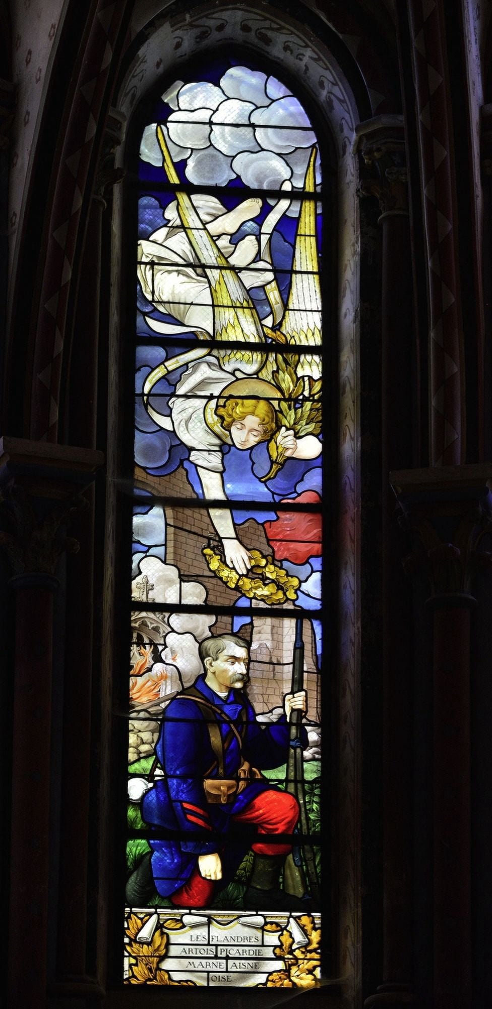 Stained-Glass Window Of The Collegiate Church Of Notre-Dame De Semur-En-Auxois Canvas Art - (24 x 36)