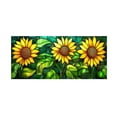 thumbnail image 1 of Stained Glass Window Privacy Film, 36X18 In, Pvc, Decorative, Kitchen Glass, Yellow Blooms Green Leaves, 1 Pc, 1 of 7