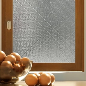 Stained Glass Window Privacy Film, 3D Static Cling Removable Window Clings, Heat Control Sun Blocking Window Film for Bathroom,Front Door,Home,Begonia,17.3" x 78.7"