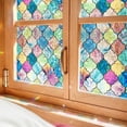 thumbnail image 1 of Fancy-Fix Colorful glass privacy window film, 3D privacy decorative window film, bathroom,thermal control sunshade window film, clover 17.3"x 78.7", 1 of 4