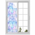 thumbnail image 1 of Stained Glass Window Privacy Film, Blue Purple Floral Geometric Static Cling UV Sun Blocking Heat Control Window Tint Day and Night, Non-Adhesive Reusable One Way Windows Privacy Cover 17.7''x78.7'', 1 of 7