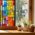 thumbnail image 1 of Stained Glass Window Privacy Film Static Cling - Rainbow Glass Decorative Sun Blocking Window Covering, Non-Adhesive Removable Stickers for Home & Office, 17.7" x 39.4", 1 of 6