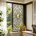thumbnail image 1 of Stained Glass Window Privacy Film Static Cling - Rainbow Glass Decorative Sun Blocking Window Covering, Non-Adhesive Removable Stickers for Home & Office, 17.7" x 39.4", 1 of 6