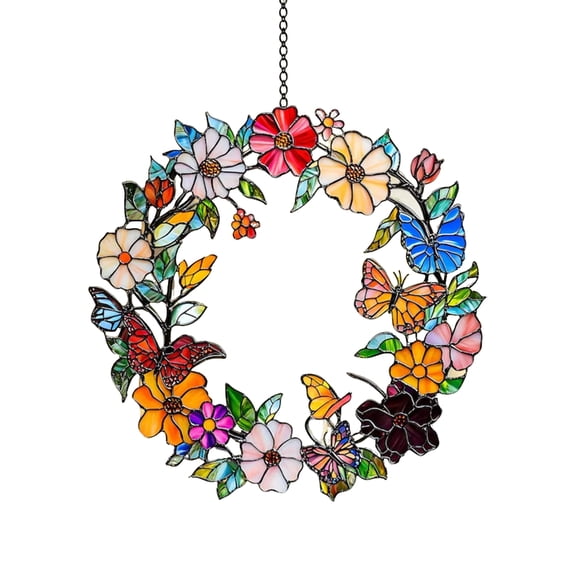 Stained Glass Window Stained Glass Birds Sunflowers Sun Catchers Indoor Window Decors with Chain