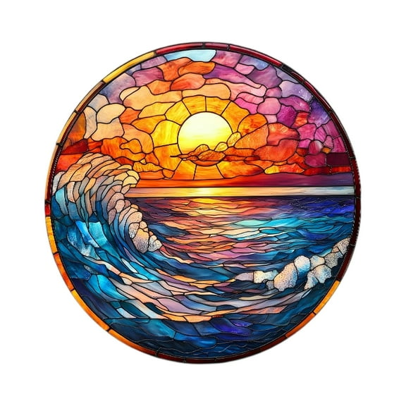 Stained Glass Window Stickers Sun And Ocean Design Beautifully Wall Stickers For Home Décor And Gifts