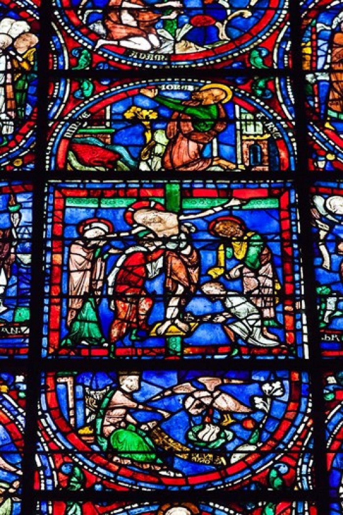 Stained Glass Window in Chartres Cathedral Canvas Art - Walter Bibikow DanitaDelimont (19 x 28)