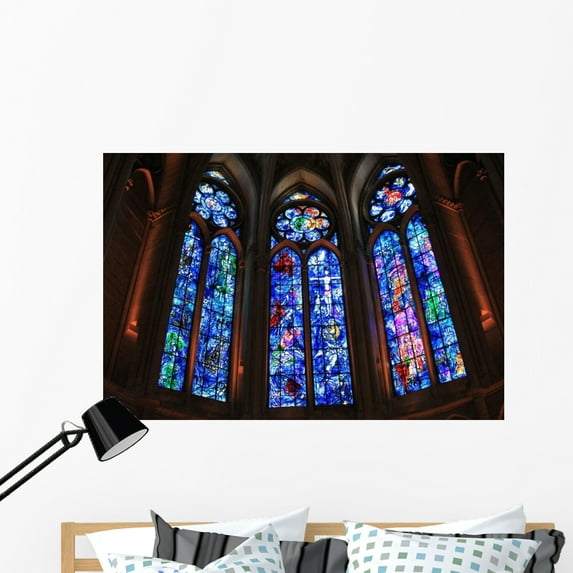 Stained Glass Windows Chagall Wall Mural by Wallmonkeys Peel and Stick Graphic (48 in W x 32 in H) WM291793