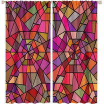 Stained Glass Windows Curtains,Mid-Century Mosaic Style Vintage Abstract Geometric Mosaic Art Printed Curtains for Bedroom Living Room Kitchen Café Window Drapes 26"W x 45"L (Pack of 2)