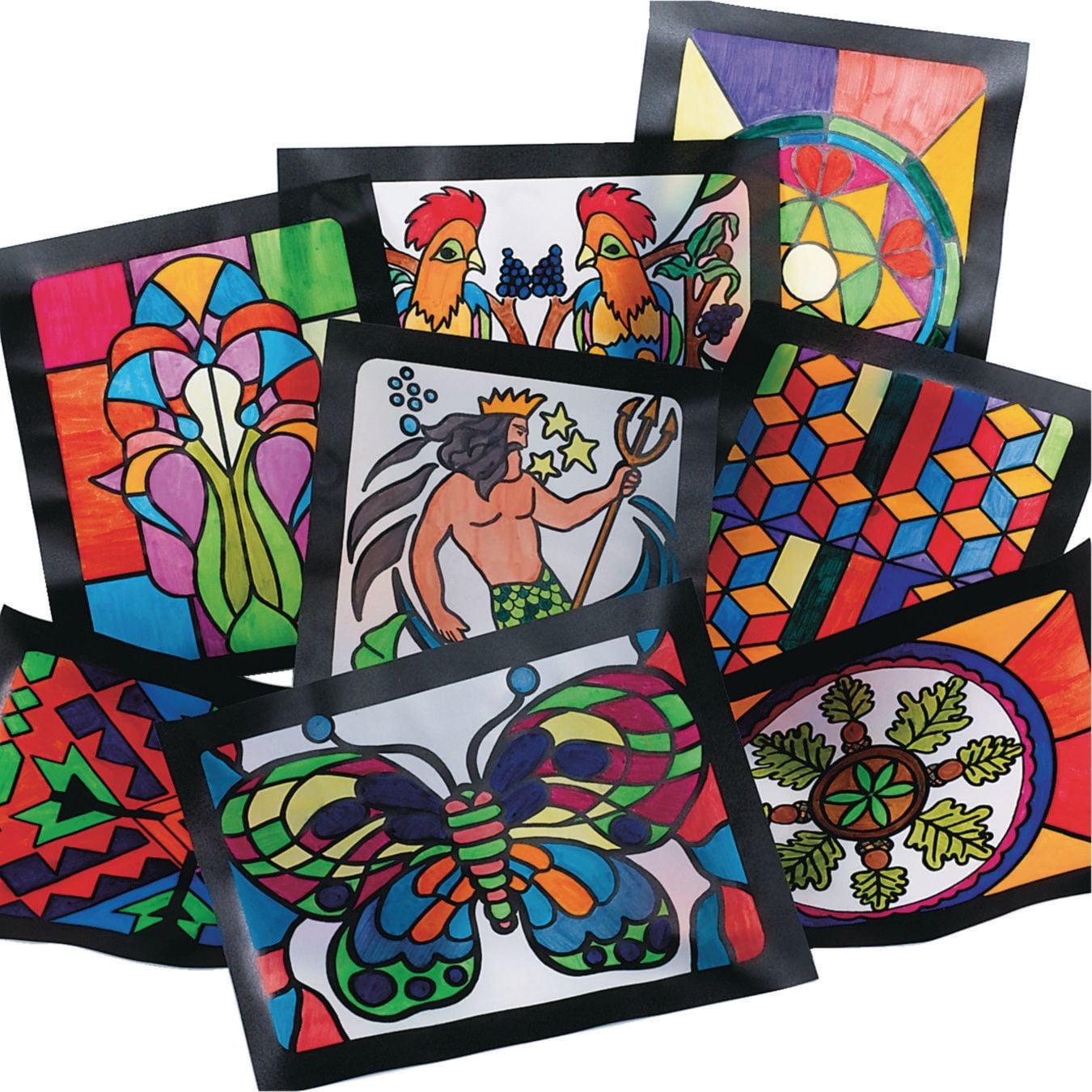 Mindful Makers D.I.Y Geometric Stained Glass Kit (27 Pieces) 