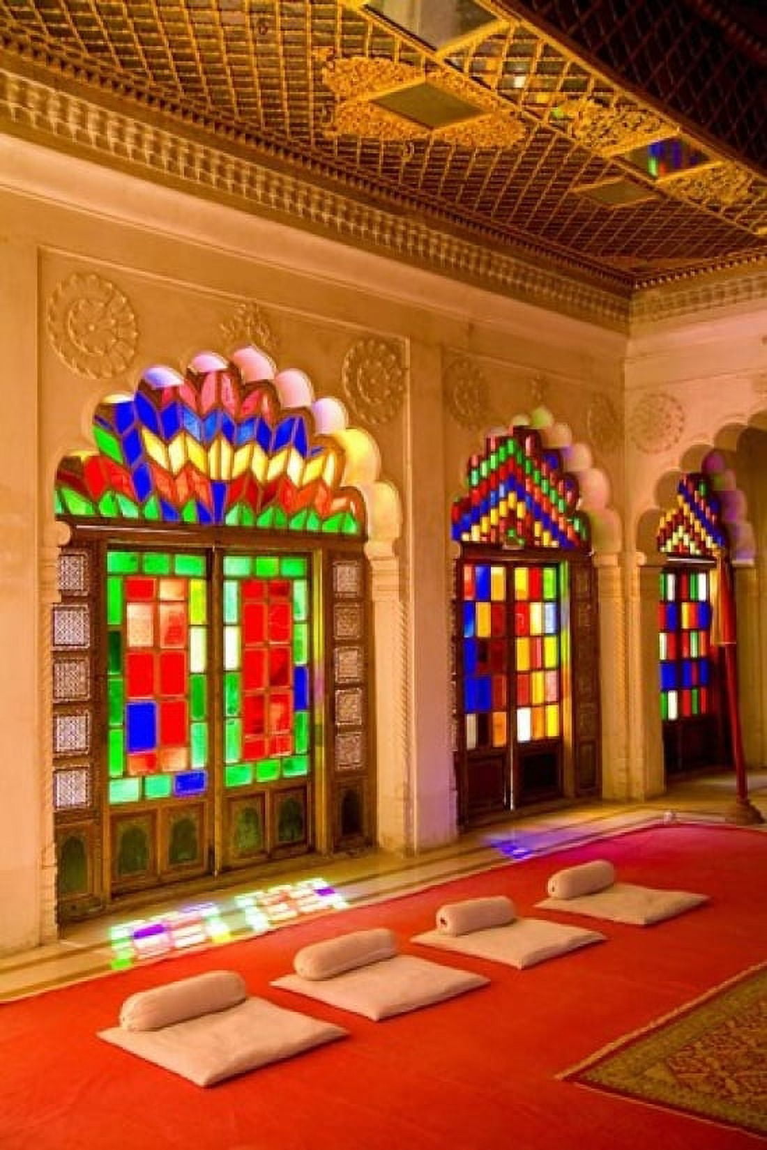 Stained Glass Windows of Fort Palace Jodhpur at Fort Mehrangarh Rajasthan India Canvas Art - Bill Bachmann DanitaDelimont (18 x 24)