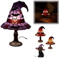 thumbnail image 1 of Stained Glass Witch Hat Lamp Gothic Halloween Lighting Decor,Halloween Decorations Indoor,Witch Hat Table Lamp with Pull Chain，Halloween Night Light for Bedroom Bookshelf Desk(C), 1 of 7