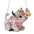 thumbnail image 1 of Stained Highland Cow and Butterfly Acrylic Suncatcher, 2d Flat Spring Window Pendant, 7.9 Inches Wide, Garden & Gift for Cow Lovers, 1 of 5