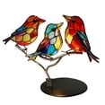 thumbnail image 1 of Stained Metal 3 Birds On Branch Desktop Ornaments, Metal Flat Double Sided Colorful Birds Tabletop Decorations, Multicolor Hummingbird Craft Statue Bird Figurines Gifts for Bird Lovers, 1 of 8
