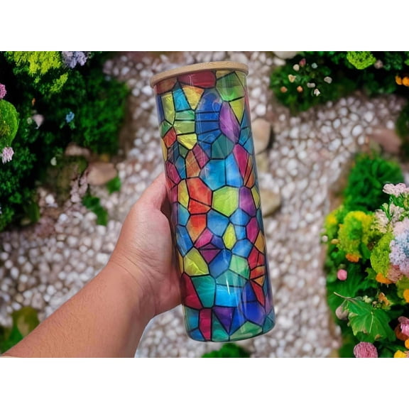 Stained Myths Can Glass | Boho Colorful Coffee Glass | Aesthetic