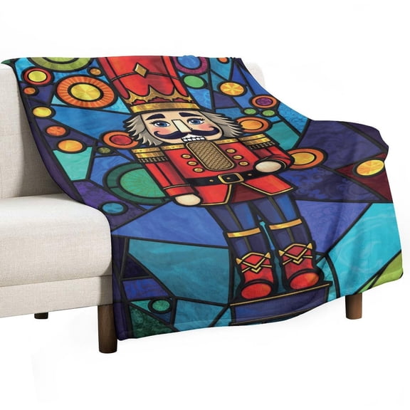 Stained Nutcracker Bed Blanket Super Soft Cozy Throw Blankets for Couch Sofa Lightweight Fuzzy Comfy Flannel 50"×60"